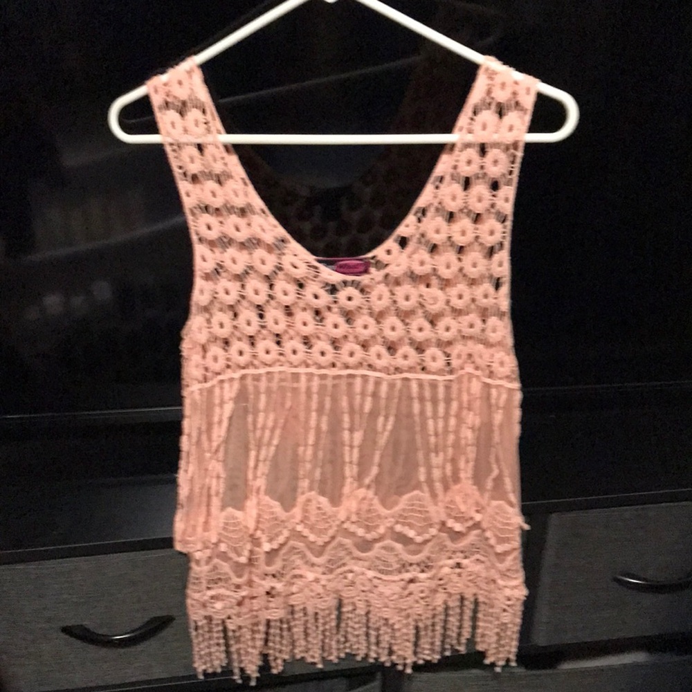 SUPER CUTE SAY WHAT CROCHET TANK! Size S